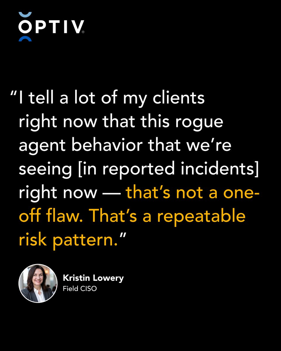 Optiv's tweet photo. In @CRN, Kristin Lowery explains why recent rogue AI agent incidents point to a repeatable pattern in #CyberRisk, not a one-time flaw. #OptivNews

Read more: https://t.co/8QPUwy7L7h https://t.co/vJZueU1sja