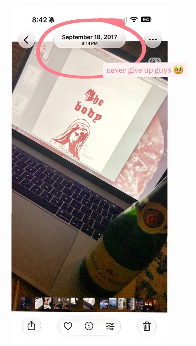 thebodynetflix's tweet photo. ‘THE BODY’ creator and showrunner Quinn Shephard shares a throwback to when she first designed the series’ logo back in 2017. 🥹🩰

Nine years later, her vision is finally coming to life on Netflix this November 11!

#TheBody #Netflix https://t.co/l5mrafsvPh