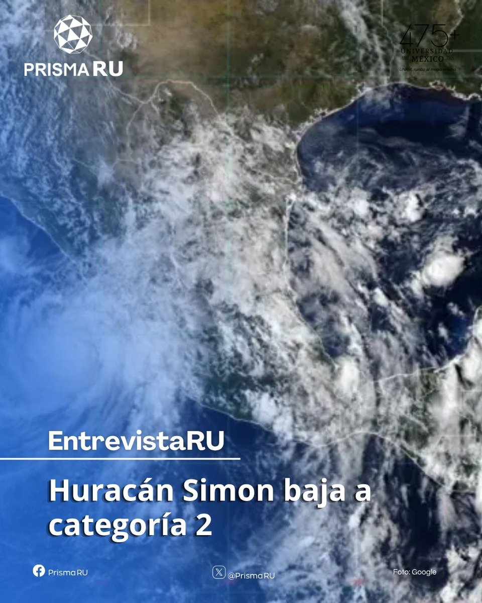 PrismaRU's tweet photo. 🔴 #AlAire | Huracán Simón baja a categoría 2
Hoy en #EntrevistaRU | Nos acompaña el Dr. Víctor Manuel Torres Puente, Investigador del @ICAyCC_UNAM, quien conversa con nuestra conductora @deyanira_moran.
#RelatamosAlMundo🌎 #RadioUNAM 96.1 FM 📻 https://t.co/8wGIUqvepk