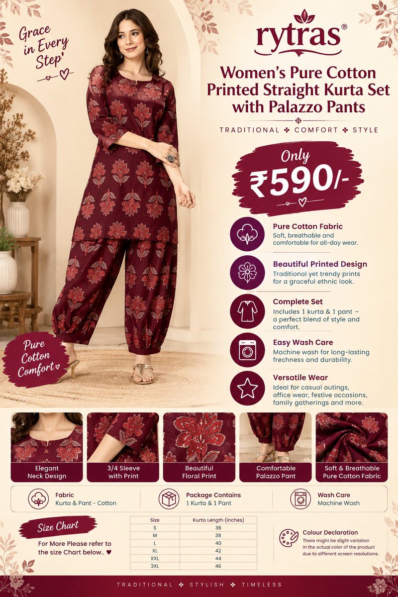 Yourmhmstore's tweet photo. ๐ MHM Store โ Bringing you amazing online deals every day!
๐๏ธ Womenโs Pure Cotton Printed Kurta Palazzo Set
๐ฐ Price: โน590/-
๐ Buy Now: https://t.co/m4eZJGFFre
#flipkart #onlineshopping #amazon #myntra #meesho #kurtiset #ShoppingOnline #limiteddeal #mhmstore https://t.co/FZoOyCjJn7