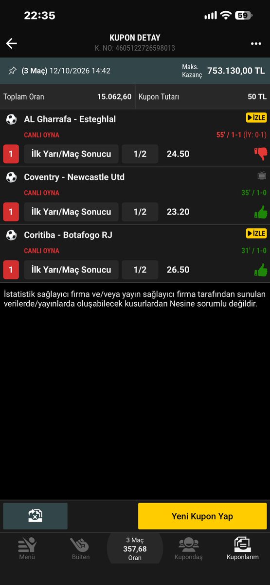 tcreis47's tweet photo. Grup üçlüsüydü ilk maçın tersini almadık bakalım neler olucak :))
#nesine #iyms #futbol ⭐️🧿 https://t.co/4a0YOflaPH