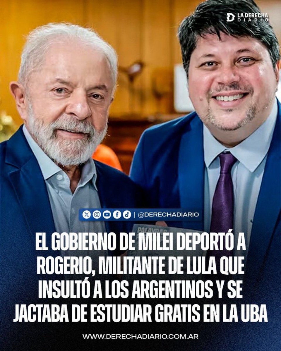 MximaReina1's tweet photo. El gobierno deportó a un militante de Lula que insultó al presidente argentino y se jactaba de estudiar gratis en la UBA.
José Rogério Tomaz Jr milita en el PT de Lula, llegó a Aeroparque y Migraciones lo rechazó , le canceló la residencia permanente y le prohibió la entrada a la Argentina por 5 años .  Rogério también había insultado a la Argentina durante el Mundial de futbol.