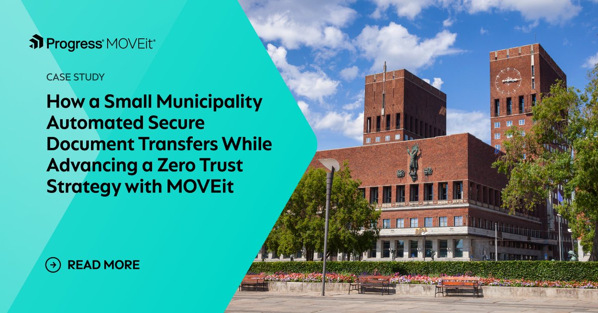 ProgressFT's tweet photo. How can local governments modernize document workflows without compromising security? 🔒 

Discover how a municipality used MOVEit Automation to automate secure document transfers, support a Zero Trust strategy, reduce costs, &amp; free up staff time: https://t.co/eeBwp7T035 https://t.co/NOzZErUeGh