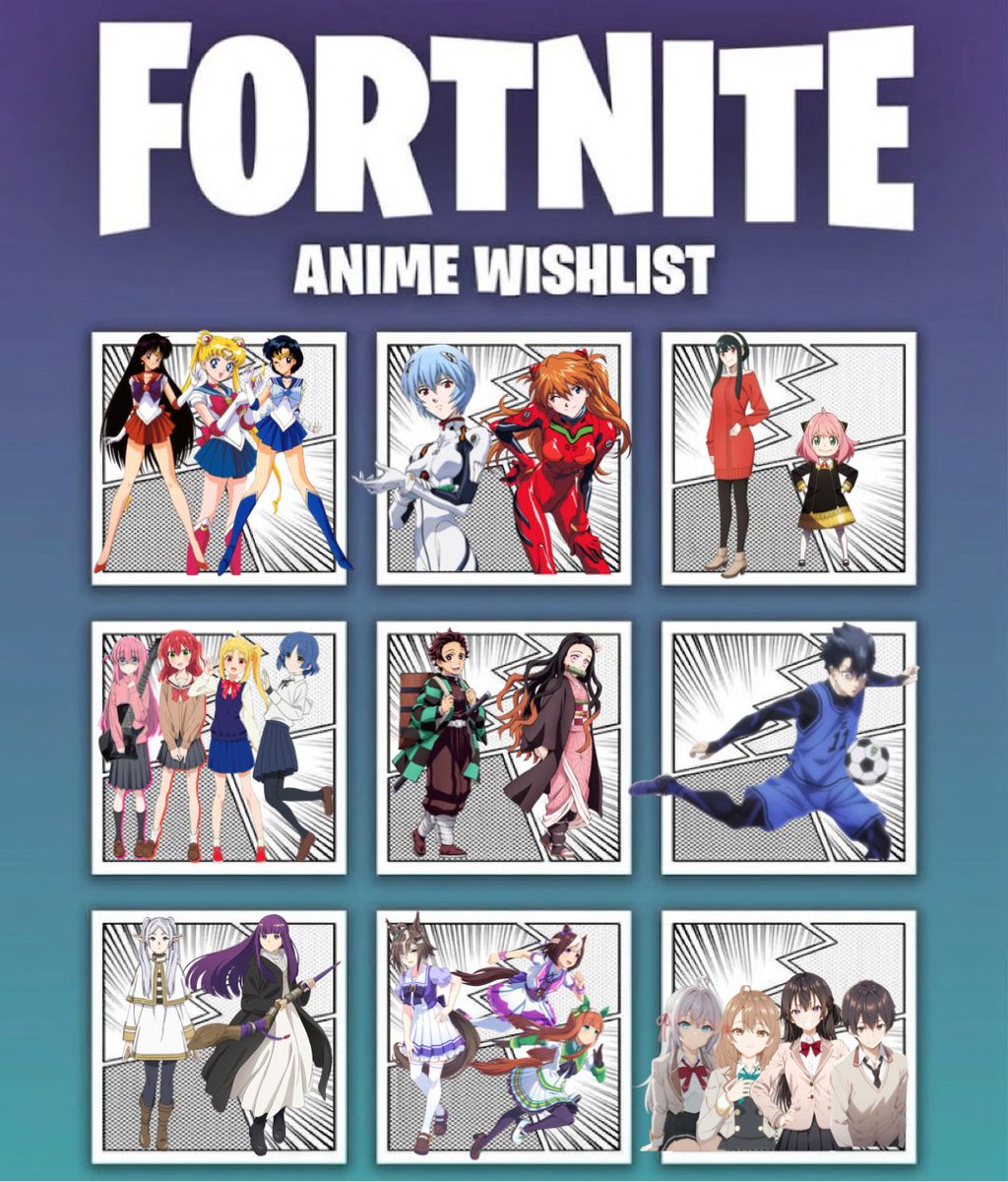 SmartassMeiMio's tweet photo. Here’s is my Fortnite anime wishlist for the upcoming anime theme season. I really hope we get Sailor Moon in Fortnite. Sailor Moon is my top anime collab that Fortnite needs to collab win. Here’s some other anime that I think will be in Fortnite. 

#Fortnite 
#SailorMoonFortnite https://t.co/DU0Hxu79Fb