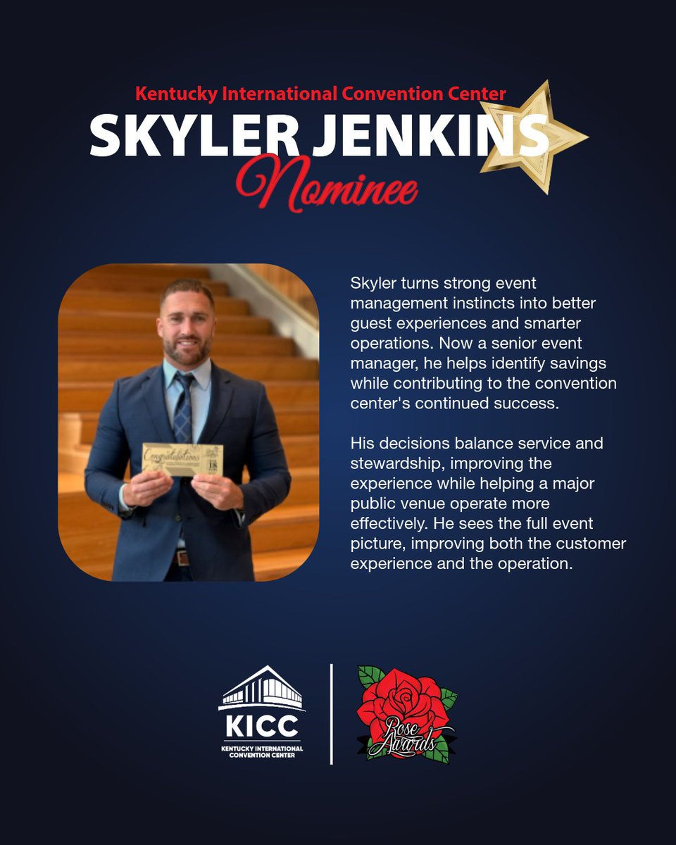 KyVenues's tweet photo. Congratulations to Mary Kinman (Behind the Scenes Category) and Skyler Jenkins (Event Services Category) for being nominated for the 2026 Louisville ROSE Awards! 👏

Voting is now open through Oct. 16. Visit https://t.co/dMLOSeeH3W to cast your vote! https://t.co/3XyBWFeYTf