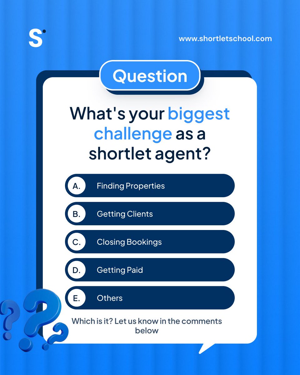 ShortletSchool's tweet photo. We want to hear it all!

Choose the one that hits you the most in the comment section.

NB: We offer solutions to these challenges at Shortlet School.

Send us a DM for more inquiries.
#shortletsinlagos
#shortlets
#hotels
#trends https://t.co/niGA2SoAvF