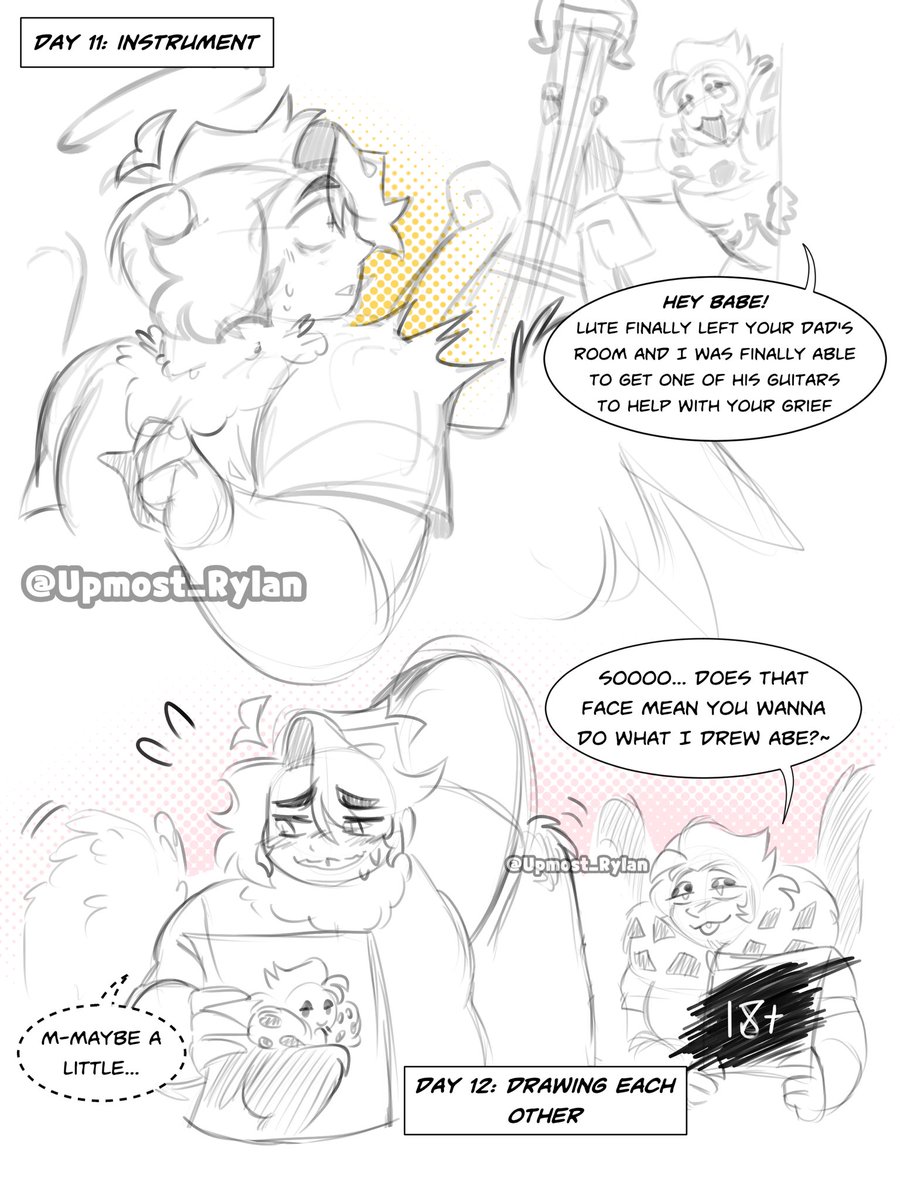 Upmost_Rylan's tweet photo. Quick sketches of Taffycookie for today- with Klaus being a little shit to Abel in different ways 

#elisyumetober2026 #Hazbinhotel #ocxcanon https://t.co/Dw0M1hNsBM