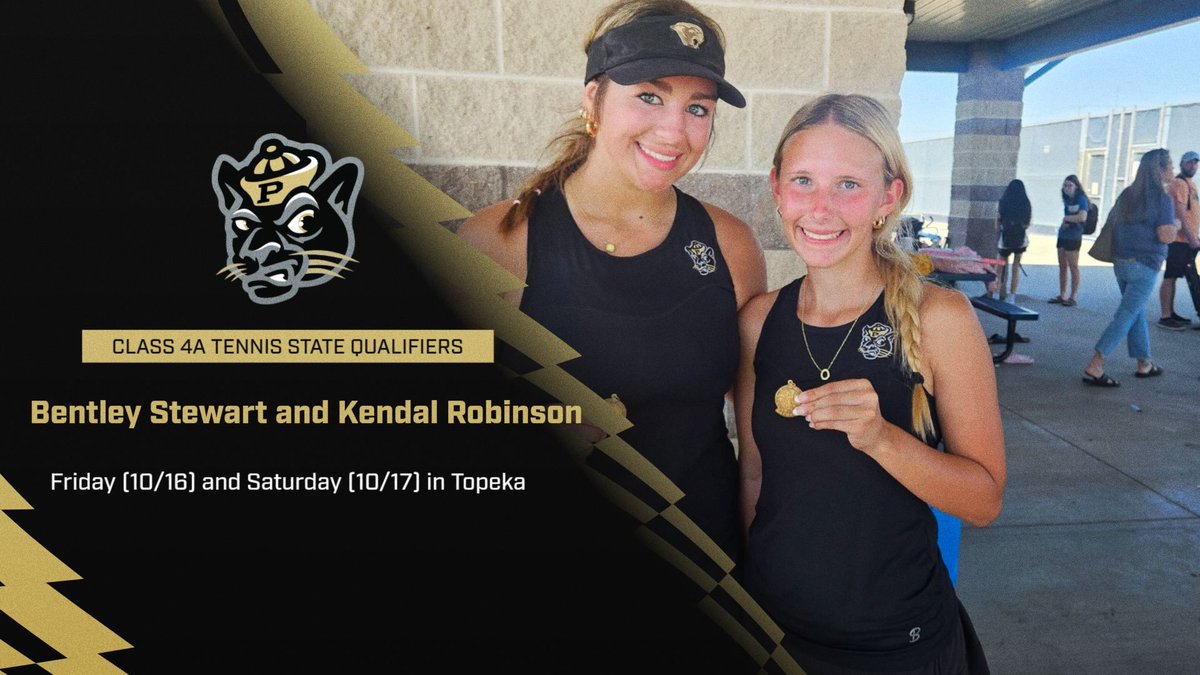 paolahighschool's tweet photo. Congratulations to Bentley Stewart and Kendal Robinson for qualifying for the 4A State Tennis Tournament this coming weekend in Topeka!  

Tournament information can be found at this website: https://t.co/kTY5uk6NTE

#GOPANTHERS! https://t.co/5UCAsdTumb