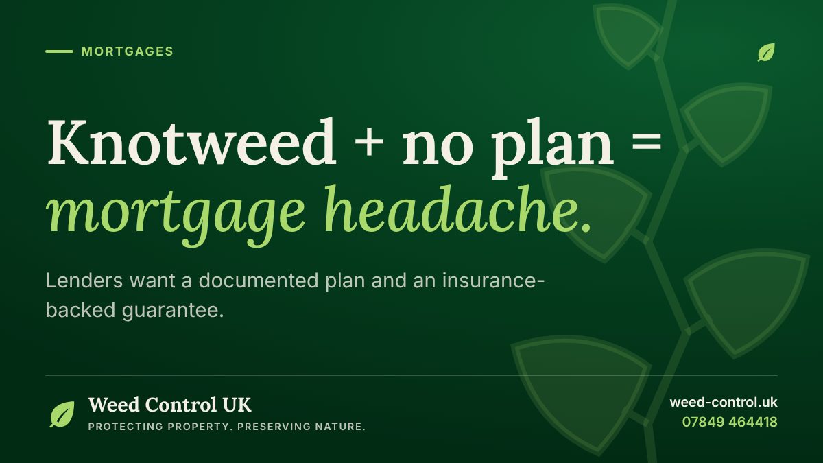 Lighting_Group's tweet photo. Knotweed on its own isn't the deal-breaker. Knotweed with no plan is. 

 Lenders want to see a professional management plan and an insurance-backed guarantee.  Ours is 10 years, RICS-compliant and transferable.

#mortgages #ukproperty https://t.co/0HpuvaGfXa