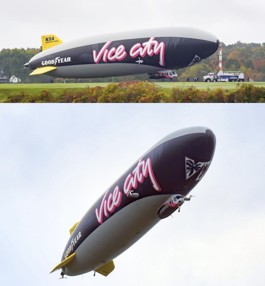 Cyberleeksta's tweet photo. Update: The Vice City Blimp begins its journey heading to Winston-Salem, NC and will eventually land in Pompano Beach, Florida. https://t.co/W9mvSTUqyA