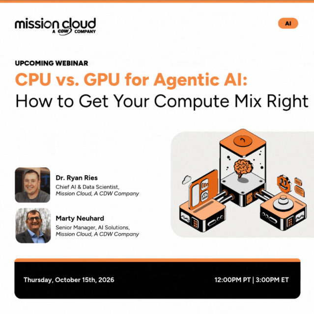 edtechjay's tweet photo. Building AI agents on AWS? GPU usually isn't where most of the compute goes. Dr. Ryan Ries and Marty Neuhard of Mission Cloud, a @CDWCorp company, show where it does on Oct 15. Register: https://t.co/v0npt8GlMX #AgenticAI #AWS https://t.co/UYm4DFZsop https://t.co/thTs7ME2d8