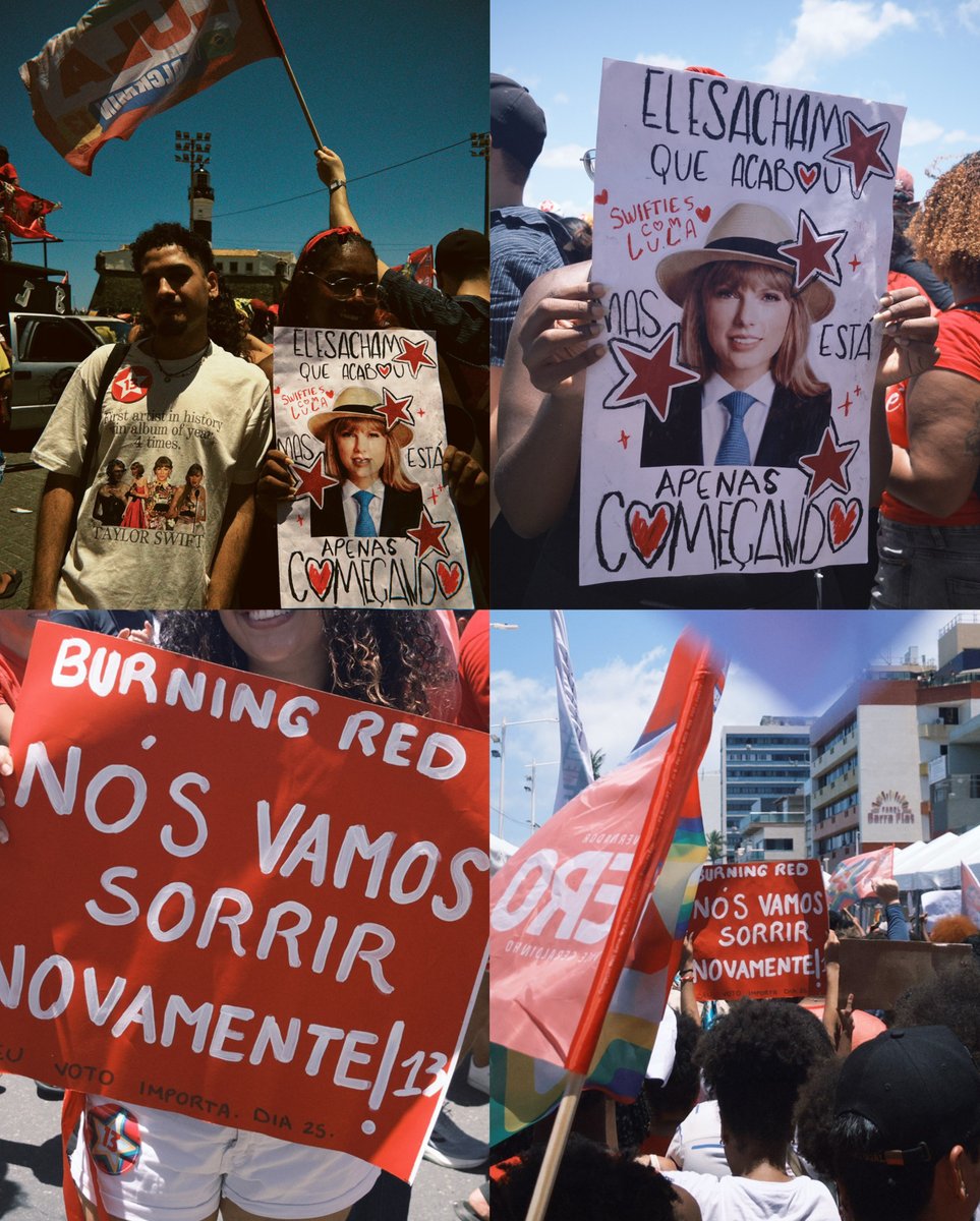 metmidnights's tweet photo. swifties de salvador representando no ato em apoio ao lula 🥹 https://t.co/wtJ5je5F0d