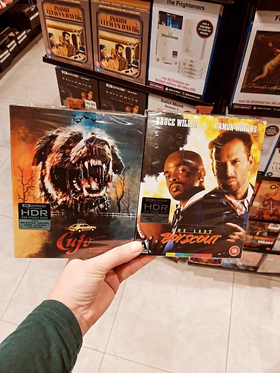 hmvIpswich's tweet photo. From one extreme to another with today's new releases 
#EvilDeadBurn 
#MoanaLiveAction 
#Cujo 
#LastBoyScout 
#NewMovieMonday https://t.co/mxobqf93Rx