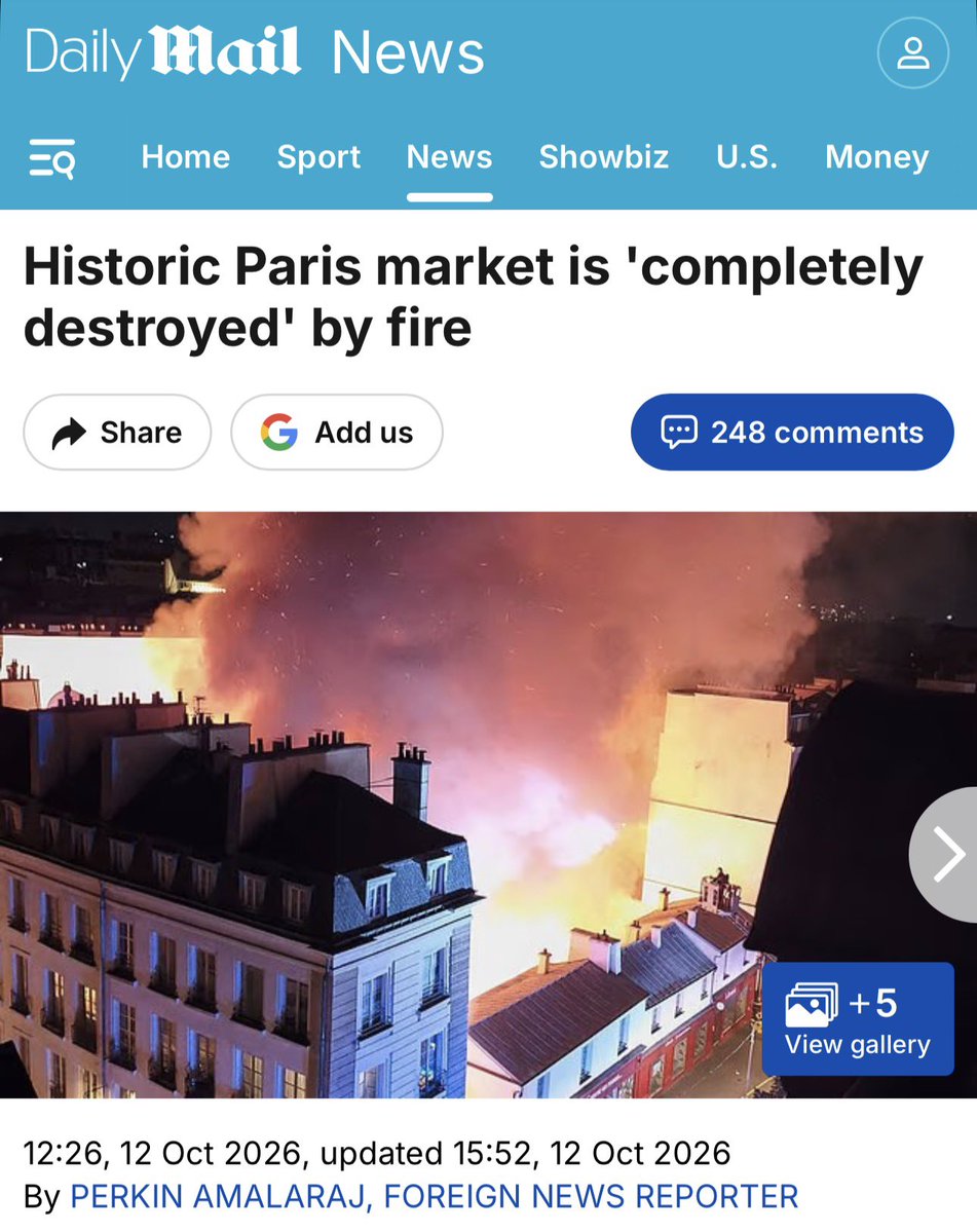 BGatesIsaPyscho's tweet photo. 🚨🇫🇷 Meanwhile today in Paris, France

One of Paris’s most Historic &amp; Famous Old Markets is completely destroyed by Fire

Just like all the Churches &amp; Schools Islamists are burning it all down in real time https://t.co/l7gJqWss9g