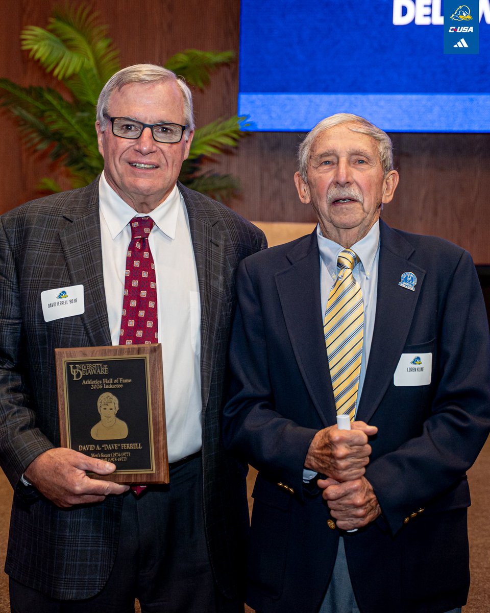 DelawareBASE's tweet photo. Congratulations to alums David Ferrell and Jimmy Yezzo on being inducted into the Delaware Athletics Hall of Fame! 🤝 https://t.co/XqKckMxxu0