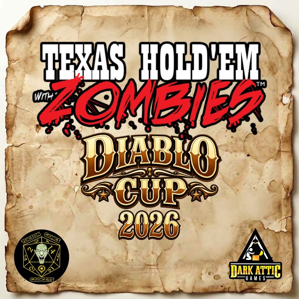 THwithZombies's tweet photo. 🧟 This year's Diablo Cup was especially exciting! History was made when Chris Abeyta  hit a zombie straight flush in the sixth round, marking a #THZ first! And to top it all off, that hand ended the game and secured the win! 🏆🧟‍♀️ @tucgamesgadgets @ShortRestTavern @DarkAtticGames https://t.co/7qfqDMrDI5