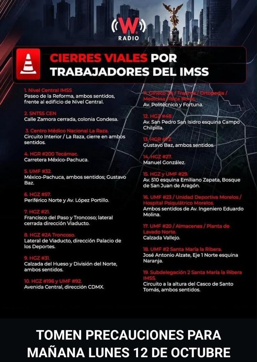 9_de_corazones's tweet photo. #IMSS
#MarchaPacificaNacional
#CdMx
#CierresViales
#12Oct2026 Lunes https://t.co/8uMz94xuLq