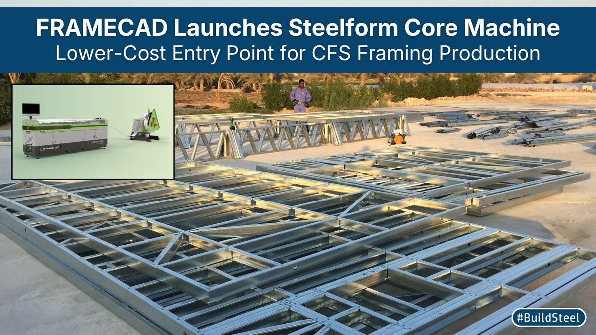 buildsteelorg's tweet photo. Thinking about bringing #steelframing production in-house? @FRAMECAD new Steelform Core offers a more affordable way to enter cold-formed steel manufacturing, with room to grow.
https://t.co/51Av9fudG3 
#BuildSteel #CFSteel #RollForming #Trusses #BuildingProducts #Manufacturing https://t.co/gU57X2goNW