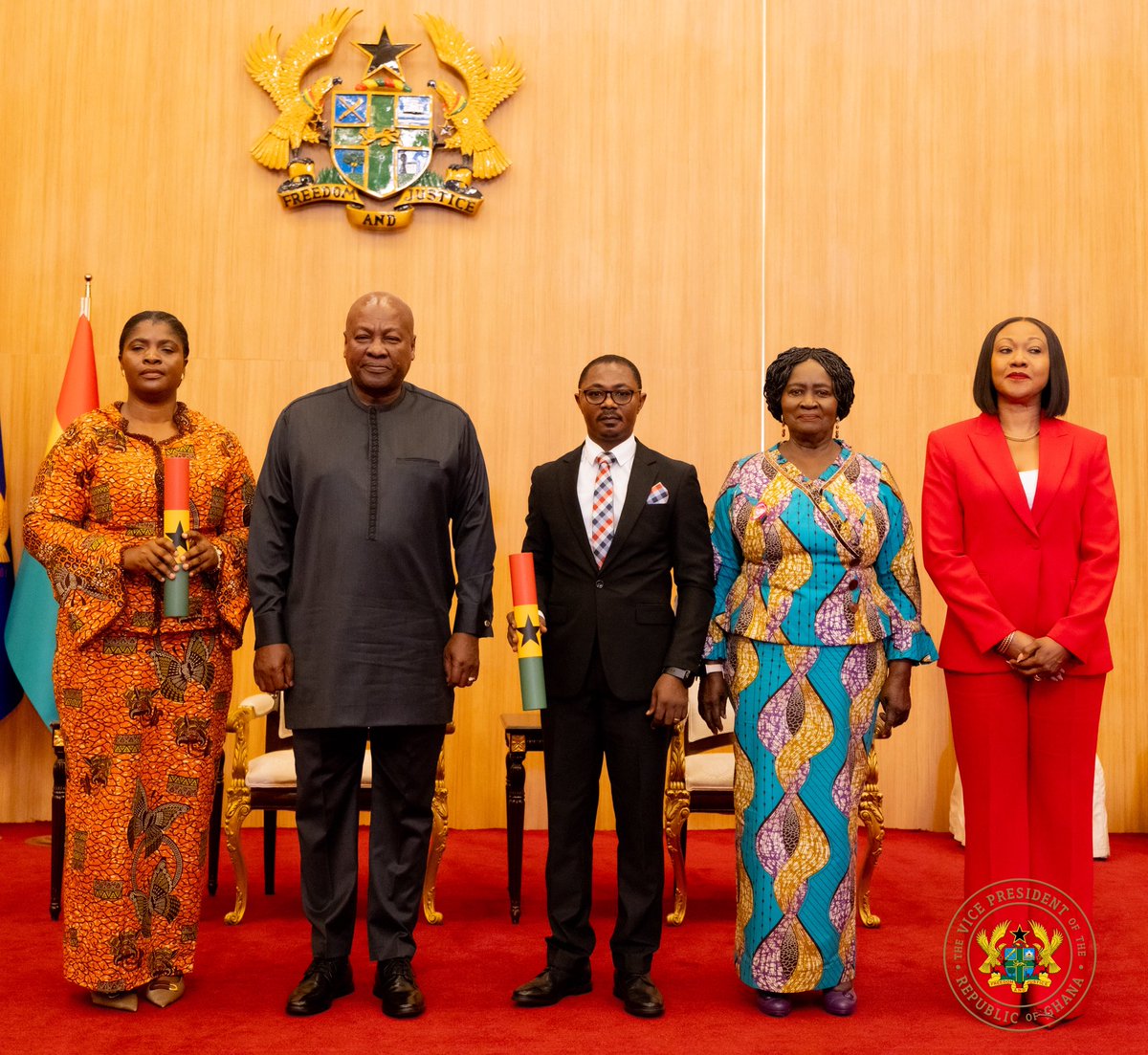 NJOAgyemang's tweet photo. I joined His Excellency, President John Dramani Mahama, today at the Jubilee House for the swearing-in of two new Deputy Chairpersons of the Electoral Commission, Emelia Afi Agbenyo and Joseph Kwaku Asamoah.

The President charged the new Deputy Chairpersons with discharging their responsibilities with integrity and impartiality, ensuring that all political parties and candidates are treated fairly and that their decisions remain firmly guided by the Constitution and the rule of law.

I congratulate them both on their appointments and wish them well as they take on their responsibilities in service to Ghana.