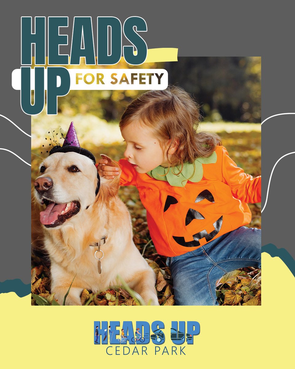 CedarParkTX's tweet photo. Keep those Heads Up and creep it slow this Halloween season!

Drive like there’s a ghost around every corner and expect lots of little ghouls and goblins crossing the streets. Turn your headlights on early, stay extra alert, and don’t forget to slow down in neighborhoods.

October is Pedestrian Safety Month! Learn more safety tips and tricks at https://t.co/mYBims23hz.