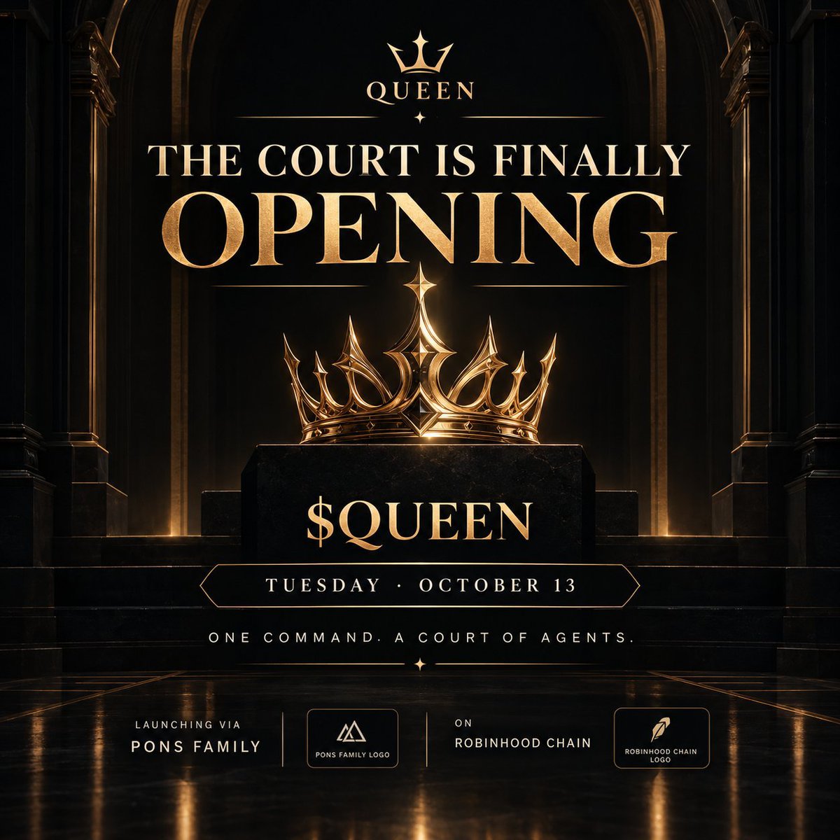 dannyogab's tweet photo. The next wave of onchain intelligence is taking shape. 👑
Meet QUEEN @queensagents an onchain AI project building on Robinhood Chain.
The launch is set for October 13 at 15:00 UTC via @Ponsfamily_nft
The Court is forming. Will you be watching?
#QUEEN #RobinhoodChain #OnchainAI