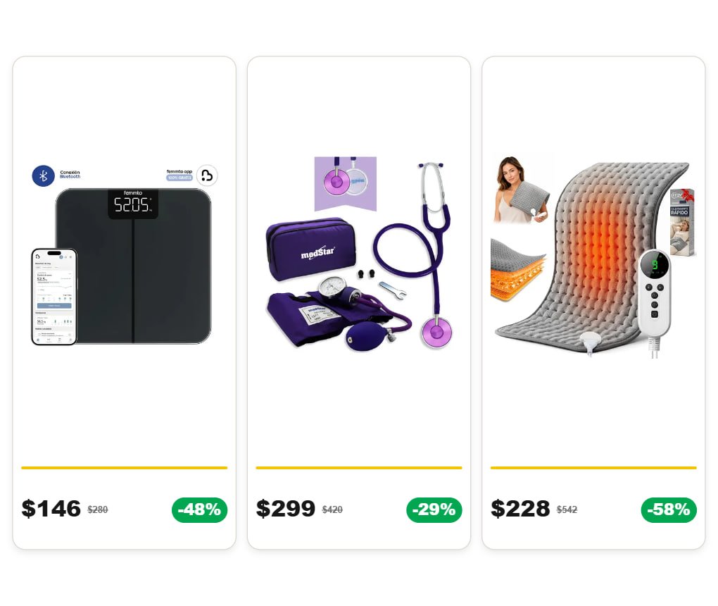 ofertasdemx's tweet photo. 🔥 OFERTAS DE MERCADO LIBRE 🔥

🔥 (-48%) Bascula Digital Personal Femmto Peso Corporal Con Bluetooth Moderna Minimalista 180 Kg Baño
👉🏽 Ver: https://t.co/OT1Nea1OJx
🟢 Actual: $146 🔴 Antes: $280

🔥 (-29%) Kit Baumanómetro Aneroide Con Estetoscopio MedStar Violeta De Una Campana Simplex Adulto, Brazalete Estándar De 23-32cm
👉🏽 Ver: https://t.co/4LhXRZQXlh
🟢 Actual: $299 🔴 Antes: $420

🔥 (-58%) Almohadilla Eléctrica EEGVUY de Terciopelo para Cuerpo Completo, 30x60 cm
👉🏽 Ver: https://t.co/wRyt2nrfP9
🟢 Actual: $228 🔴 Antes: $542

🛒 No olvides revisar los cupones del día y aprovecharlos en tu carrito.

#ofertaml #mercadolibre #ofertasdemexico