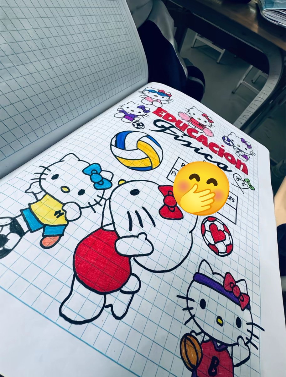 Valeriamorbi's tweet photo. Yo llevando mi cuaderno de mi colegio a mis clases de la UNI, mis dibujos de kyty son fabulosas😸 https://t.co/6ZgprDr0eL