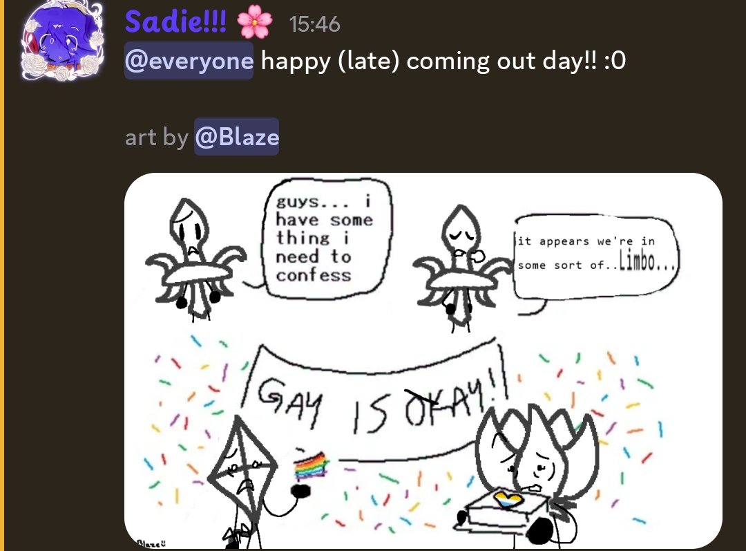 CassandraBlazeX's tweet photo. I think I've won at life I love working on this team and being able to make silly stuff like this ❤️
(From the OCL discord server in my pinned msg)
#OCL #OurColourizedLimbo
(Ignore the random line on the o and k I didnt see it until now) https://t.co/nkUsIXhnhM
