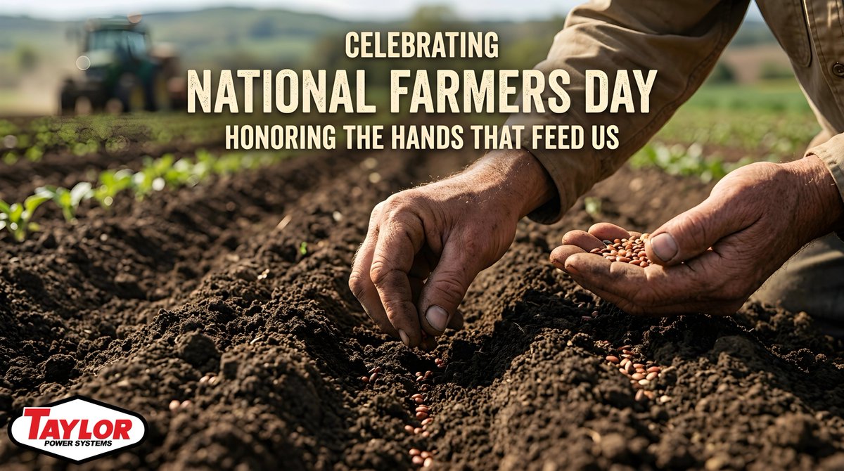 TaylorPowerSys's tweet photo. Today is National Farmers Day, and it’s a good reminder to pause and think about where our food comes from. Farming isn’t just a job - it’s a 24/7 labor of love, resilience, and connection to the land. To everyone who plants, grows, harvests, and cares for livestock, poultry, or aquaculture: we see you, and we appreciate you.

To the early mornings, late nights, and everything in between — thank you from Taylor Power to our farmers who work so hard every day!

#nationalfarmersday #supportfarmers #poultryfarming #aquaculture #farming #thankyou