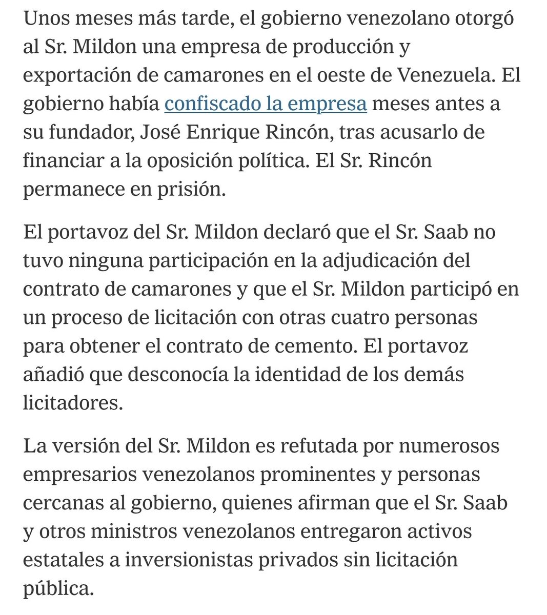 ipoolgian's tweet photo. Un operador turco llamado Turhan Mildon fue a Venezuela, se asoció con Alex Saab, se casó con la hija de Remigio Ceballos y le dieron las cementeras del Estado y empresas expropiadas

Cuando capturaron a Maduro y a Saab, Delcy le iba a quitar los contratos.

¿Qué hizo el hombre? 

Se fue a Nueva York, enamoró a Alina Habba (abogada personal de Trump) y se casó con ella en el Waldorf Astoria

¿Quiénes estaban bailando en la boda? Todd Blanche (Fiscal General de EE. UU.) y Kash Patel (Director del FBI). 

Sí, los mismos que salen en televisión dándose golpes de pecho por los derechos humanos

¿Y qué hizo Delcy al enterarse? 

Le devolvió los contratos de inmediato
  
Es decir, el gobierno de Delcy Rodríguez es hoy una conserjería corporativa que reparte contratos a dedo a los allegados de EEUU para que la dejen gobernar. 

No hay revolución, no hay soberanía y no hay justicia.

Hay un gobierno chavista pagándole vacunas a la corte de Mar-a-Lagob (Trump y su gente) con los bienes de Venezuela para quedarse en el poder y lo van a lograr.

La operación del 3 de enero nunca tuvo como objetivo entregarle el gobierno a la oposición, fue diseñada desde el escritorio de Rubio específicamente para coronar a Delcy Rodríguez.

Además, al empresario zuliano José Enrique Rincón le robaron sus camaroneras y hoy sigue preso. 

¿Quién se quedó con su empresa confiscada y con las cementeras que repartió Alex Saab? 

El flamante esposo de Alina Habba, la abogada de Trump que estuvo en el Despacho Oval la semana pasada. 

Para colmo, destruyeron la empresa (Grupo Lamar) y hoy apenas exporta el 5 % de los camarones que producía su directiva original.

https://t.co/eM3AbKhI7K