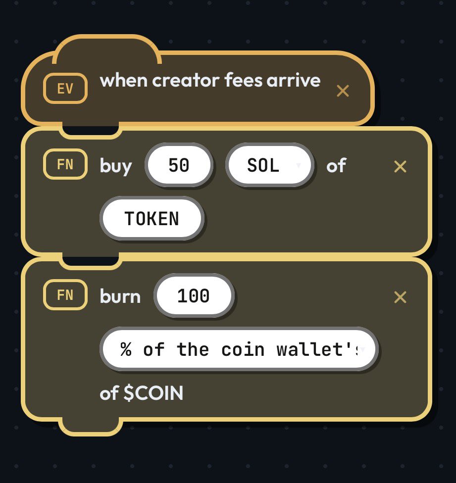 usecodepad's tweet photo. We are live! 

KoMt1jZzVXwNhBRuB8tkqQcH1rqrz6yvNcctiompump

$CODEPAD is the premier launchpad for token rules. It enables you to program tokens directly within the instructions. CodePad compiles your rules into on-chain blocks for automated execution of payouts, burns, and buybacks.