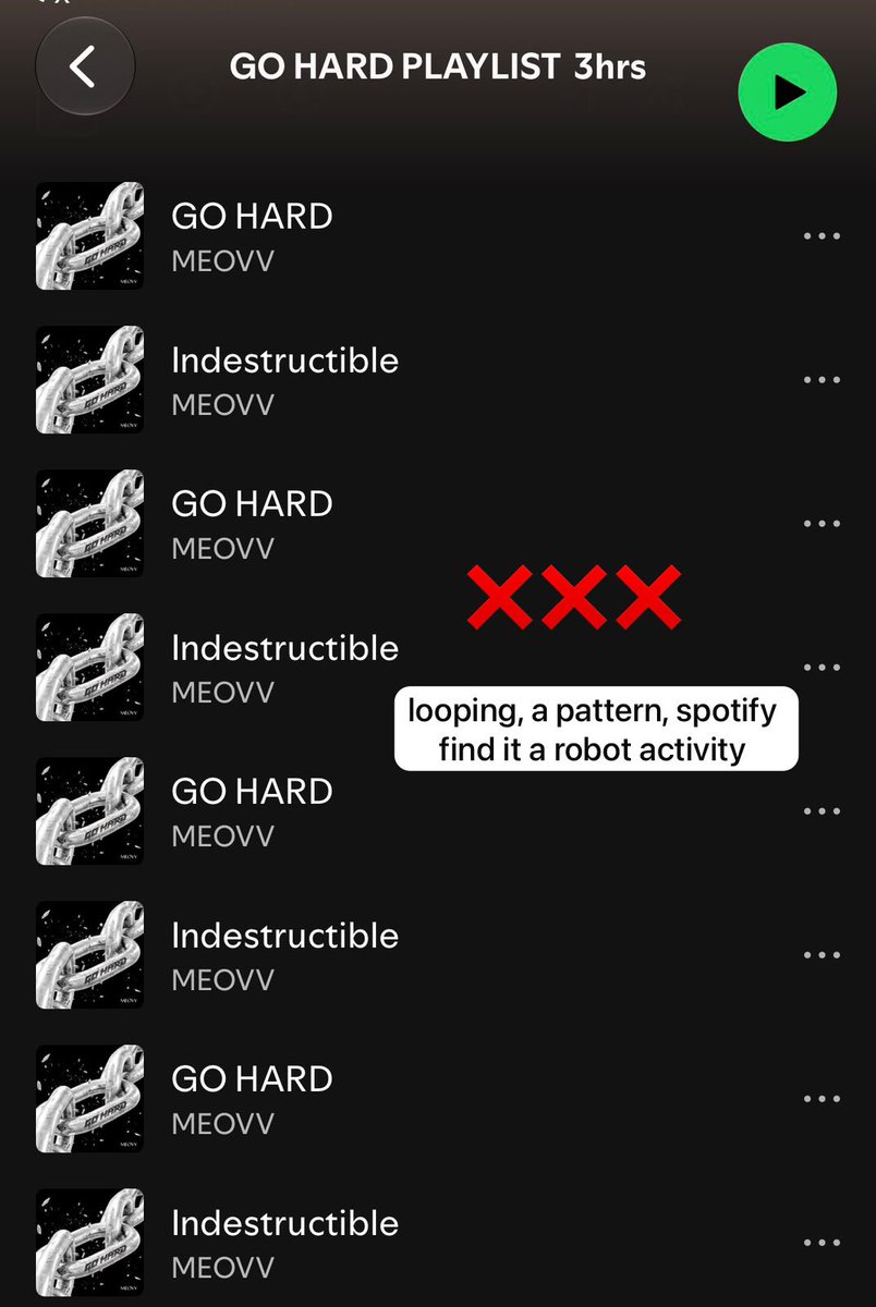 gawongaze's tweet photo. gente por favor usem playlists corretas para dar stream em go hard!!
só colocar go hard e indestructible não funciona, vai ser considerado spam e vão filtrar!!
os streams precisam ser dados corretamente, sempre com um volume adequado e troquem as playlists https://t.co/QScYNgo1uo