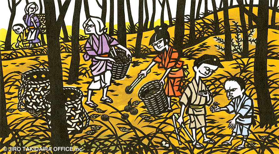 takidaira's tweet photo. a108

くりひろい ＜Kurihiroi (Picking Sweet Chestnuts)＞ 1972年 きりえ／和紙・洋紙、墨・水彩 17.4×31.4cm
#JiroTakidaira #滝平二郎 https://t.co/ygC9j9gHox
