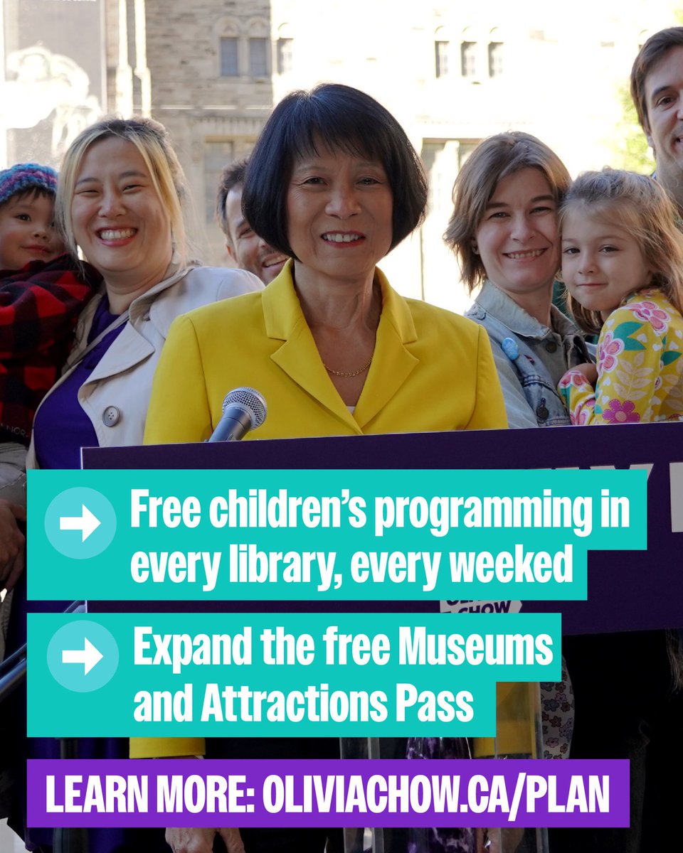 oliviachow's tweet photo. My plan for more Free Family Fun, to keep Toronto moving forward!

Vote Olivia Chow, number 9 on the ballot.
9️⃣ https://t.co/9HqghIofg7