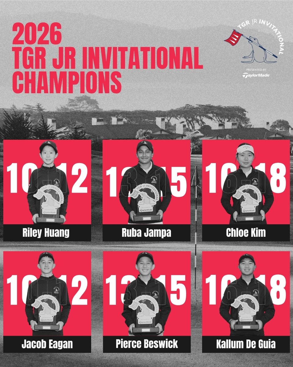 TGRLiveEvents's tweet photo. Congrats to our six champions of the 2026 TGR JR Invitational presented by @TaylorMadeGolf https://t.co/90X1W912YR