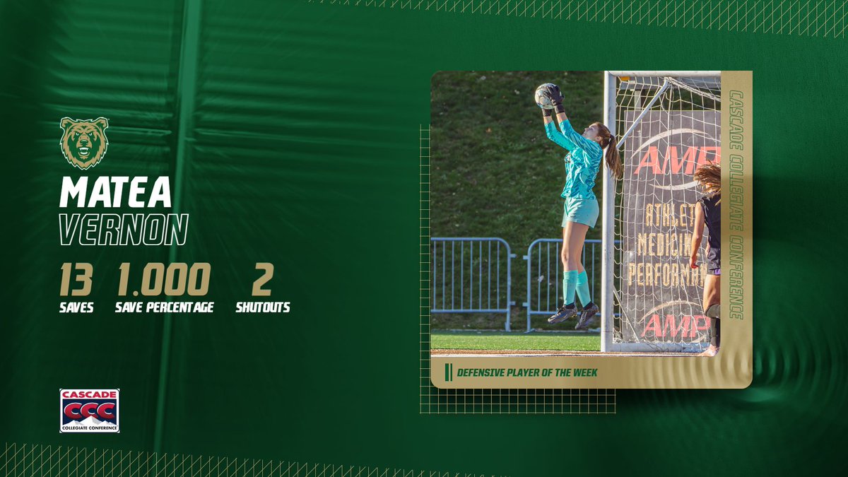 BattlinBears's tweet photo. 𝘽𝙖𝙩𝙩𝙡𝙞𝙣' 𝘽𝙚𝙖𝙧 𝙎𝙬𝙚𝙚𝙥 ⚽️🧹

Congratulations to senior forward Charlize Davis and sophomore goalkeeper Matea Vernon on earning @CCCSports Player of the Week honors as Rocky Women's Soccer sweeps the weekly awards after a commanding weekend!

#ProtectTheDen https://t.co/3iE8K70qq0