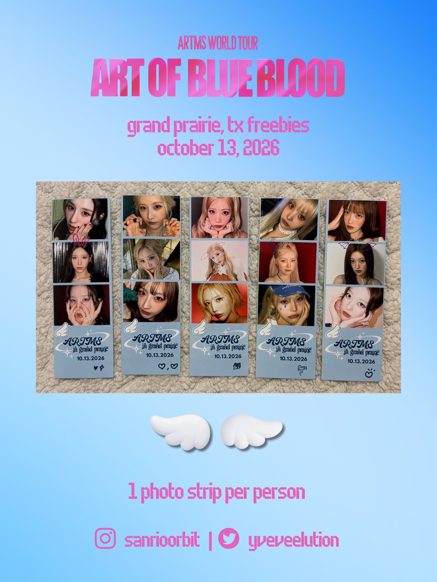 yveveelution's tweet photo. hi ouriis! ଘ(੭ˊᵕˋ)੭* ੈ✩‧🩵🩷
i designed freebies to hand out at the grand prairie tour date tomorrow 

the photo strips have a unique design to match the tour theme, with photos of each member, and doodles from hyper-ego/afterglow release messages 

#ARTMS #아르테미스 https://t.co/MgATPlyVtl