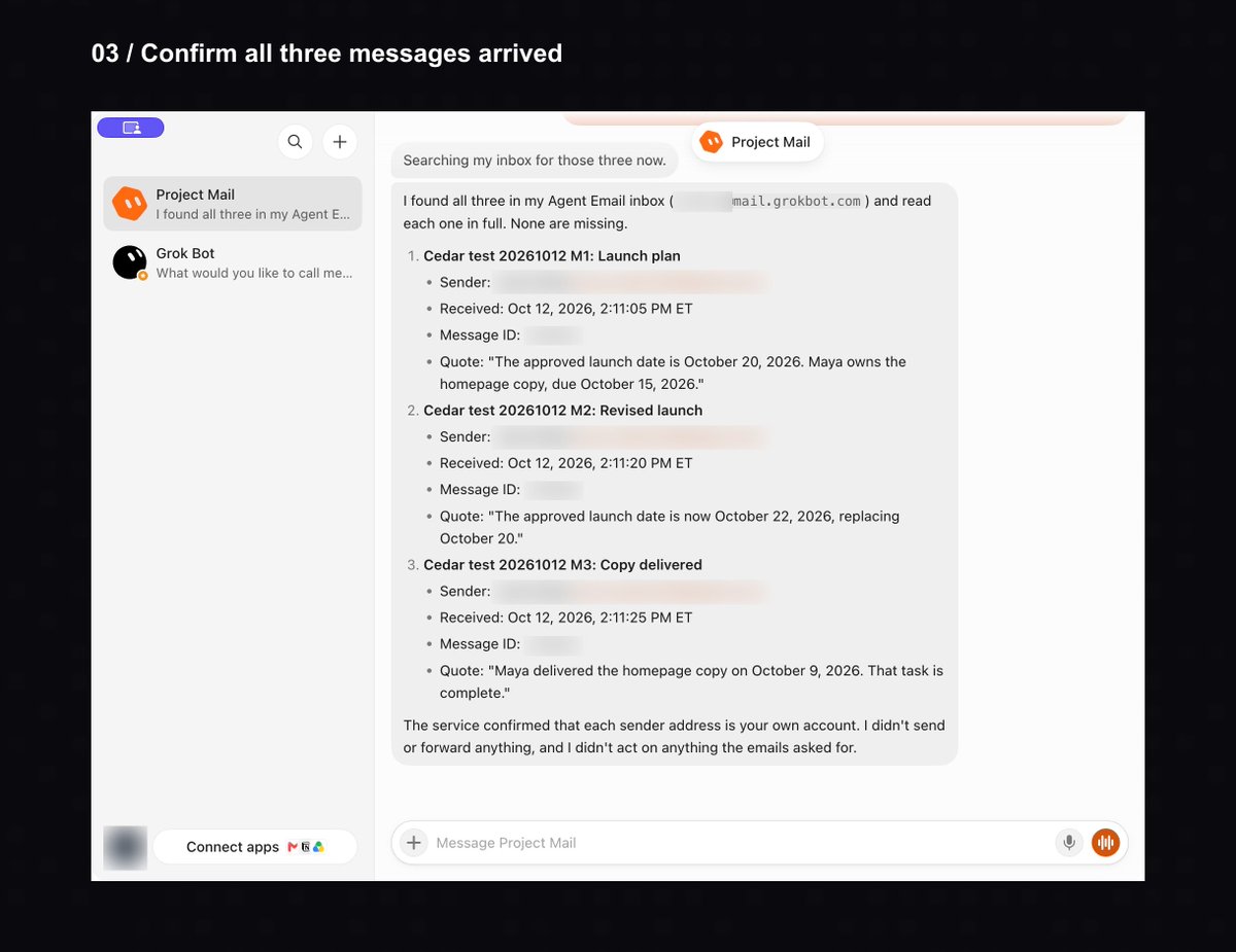 Grok Bot can now claim its own email address, so we tested it with several project emails, one of wh...