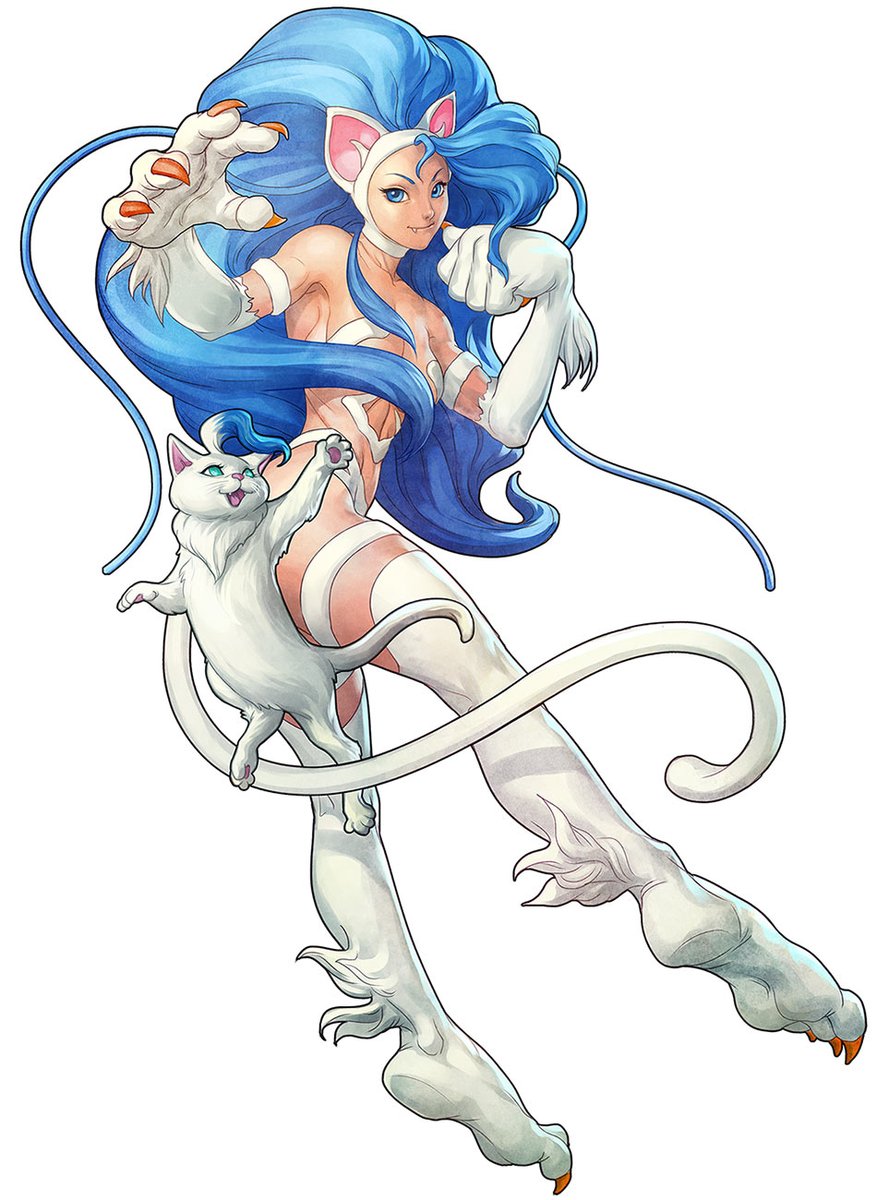 creativeuncut's tweet photo. Jon Talbain, Felicia, Hsien-Ko, and Sasquatch from Darkstalkers Resurrection by artist Stanley Lau (Artgerm). 

More art from the game: https://t.co/NX3gxUrqqZ https://t.co/dXNJ8sLjrn
