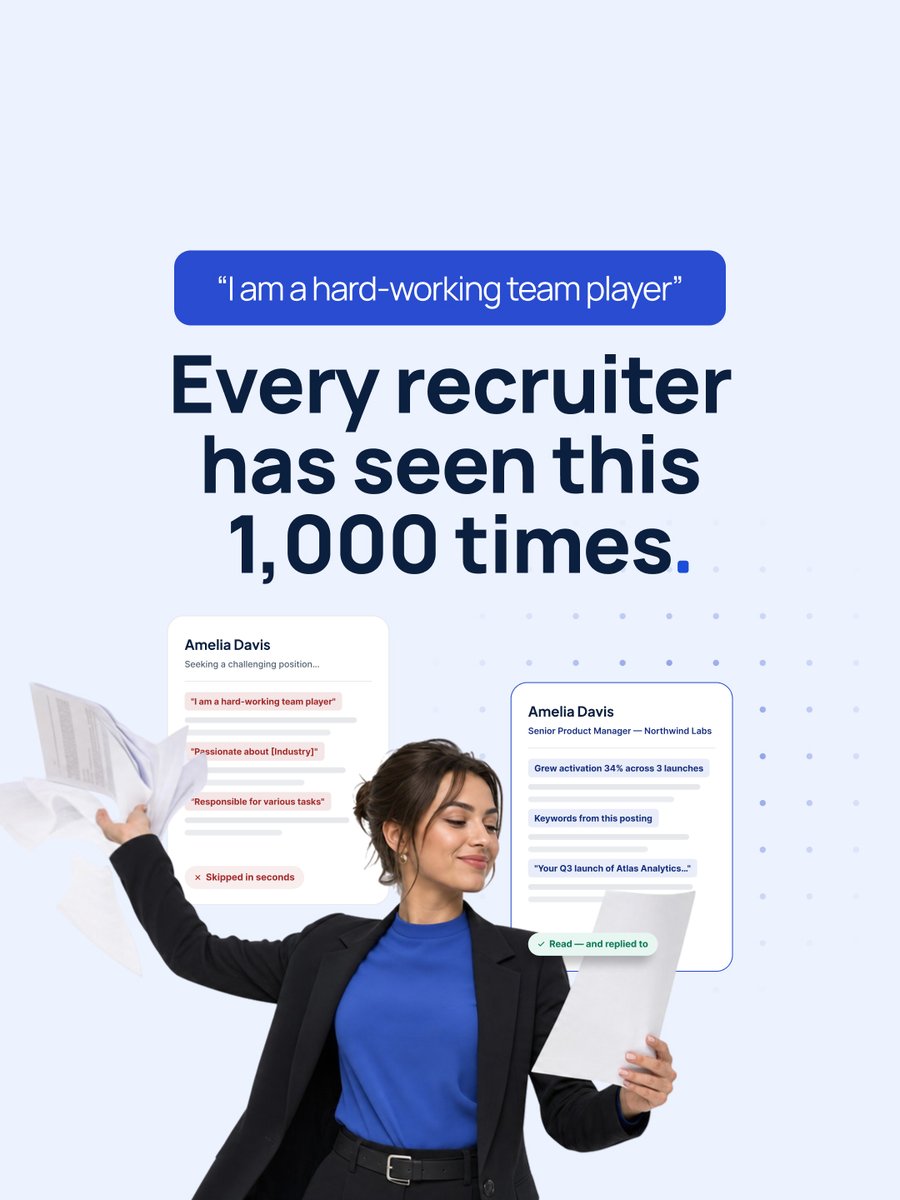 JobAssist_com's tweet photo. Dear Hiring Manager, I am a hard-working team player with a passion for the industry."

Every recruiter has read this sentence a thousand times. It says nothing about you - and nothing about the role.

The fix is not writing more. It is writing specific. One line about why this role, this company, this fit.

JobAssist writes a cover letter for each job you choose - built from the actual job description, not a template.

Make every application count. Link in bio.

#jobsearch #careeradvice #recruiter #ai #jobhunt
