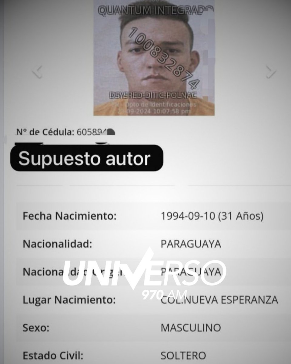 Universo970py's tweet photo. #Nacionales | 😓 Otro presunto caso de feminicidio en Katueté

😟 Este lunes, a las 13:30 hs aproximadamente se tuvo conocimiento del terrible hallazgo en una vivienda ubicada en la Colonia de Kumandakai, distrito de Katueté-Canindeyú.

😥 La víctima fue identificada como Carla Burati de 38 años, fue hallada en su dormitorio envuelta en una sabana y sin signos vitales. A simple vista, se observaron manchas de sangre en la cama.

👉🏻 El presunto autor del hecho sería Alexandre Spindler Ferreira de 31 años, de quien hasta el momento se desconoce su paradero.

Informó: @JuanAlcaBri <, corresponsal en Canindeyú.

📻#Universo970AM