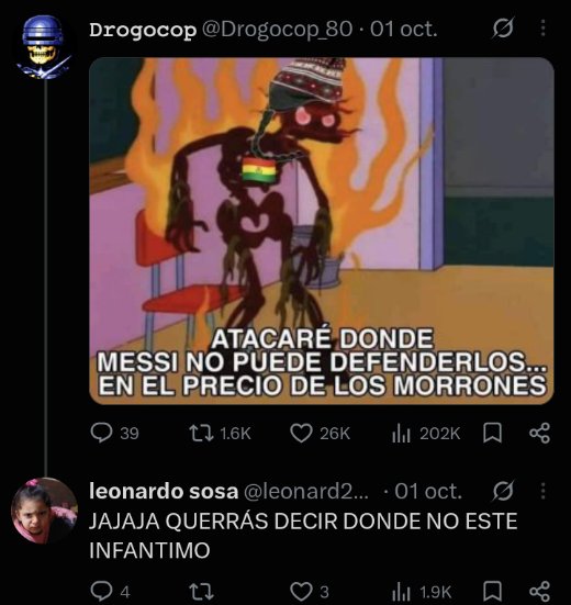 Lucv3n's tweet photo. @leonard22480184 Por qué te entra tanto la balubi cuando se meten con bolivia leonardito?

"Tenemos" jajajaja Nunca vas a ser argentino, ni vos ni tu hija, Iimitrofe. https://t.co/xIGGZIeK6C