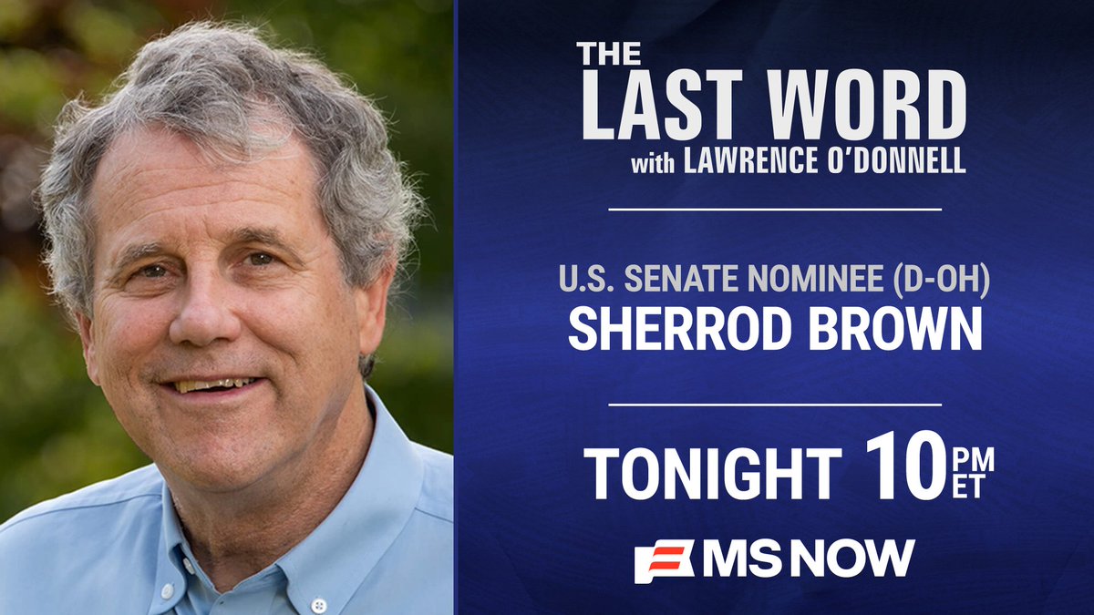 TheLastWord's tweet photo. TONIGHT: @SherrodBrown joins @Lawrence on The #LastWord. Tune in! https://t.co/YEdIcviaK7