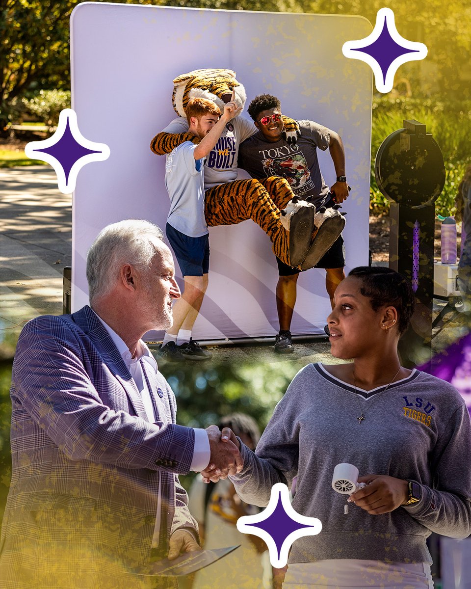 LSUchancellor's tweet photo. Homecoming week is off to a great start! Loved catching up with our students at the kickoff block party. You bring the energy and make this campus feel like home. Let’s make it a great week, Tigers! #LSUHomecoming https://t.co/L1B85Zr46U