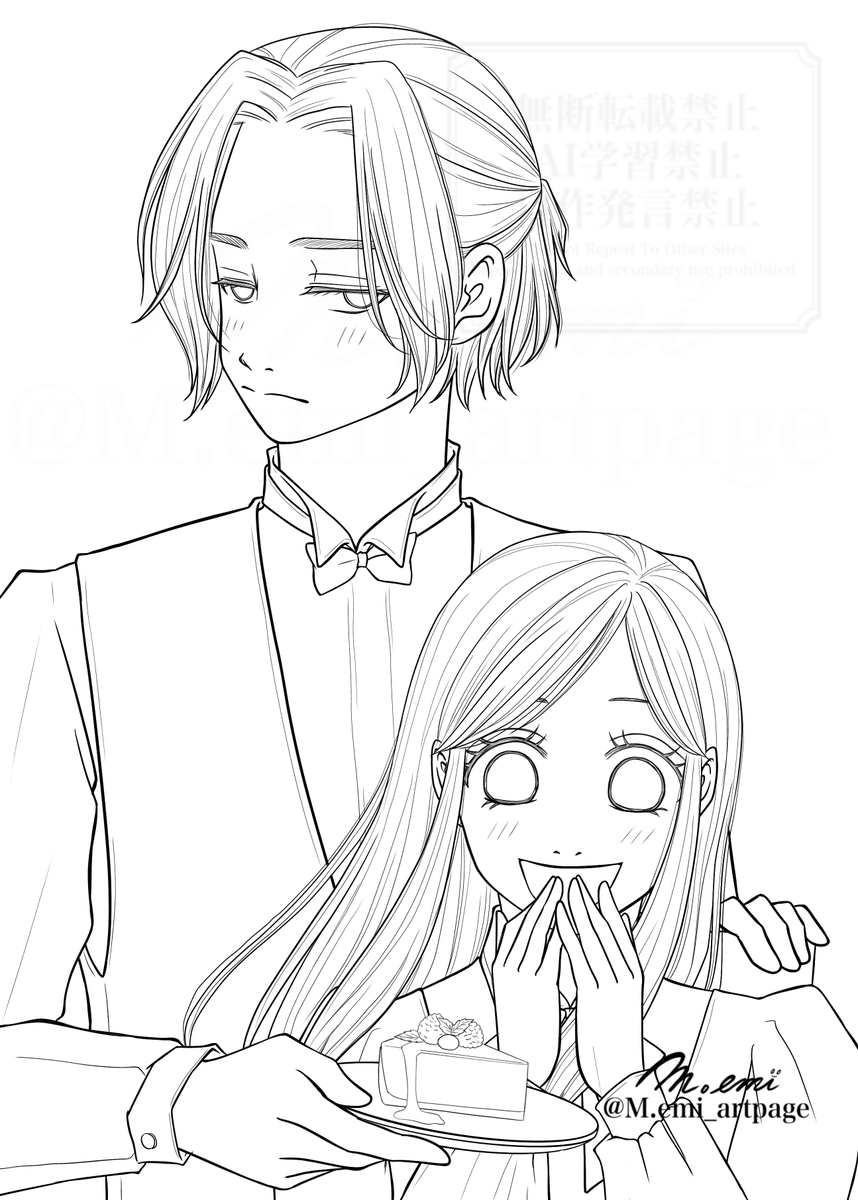 Memi_artpage's tweet photo. 線画

明花ちゃんにケーキを給仕する俊輔くん
その①

#イラスト　#線画　#オリキャラ　#明花　#俊輔　#illustration #linedrawing　#lineart https://t.co/GGqoiD0NP8