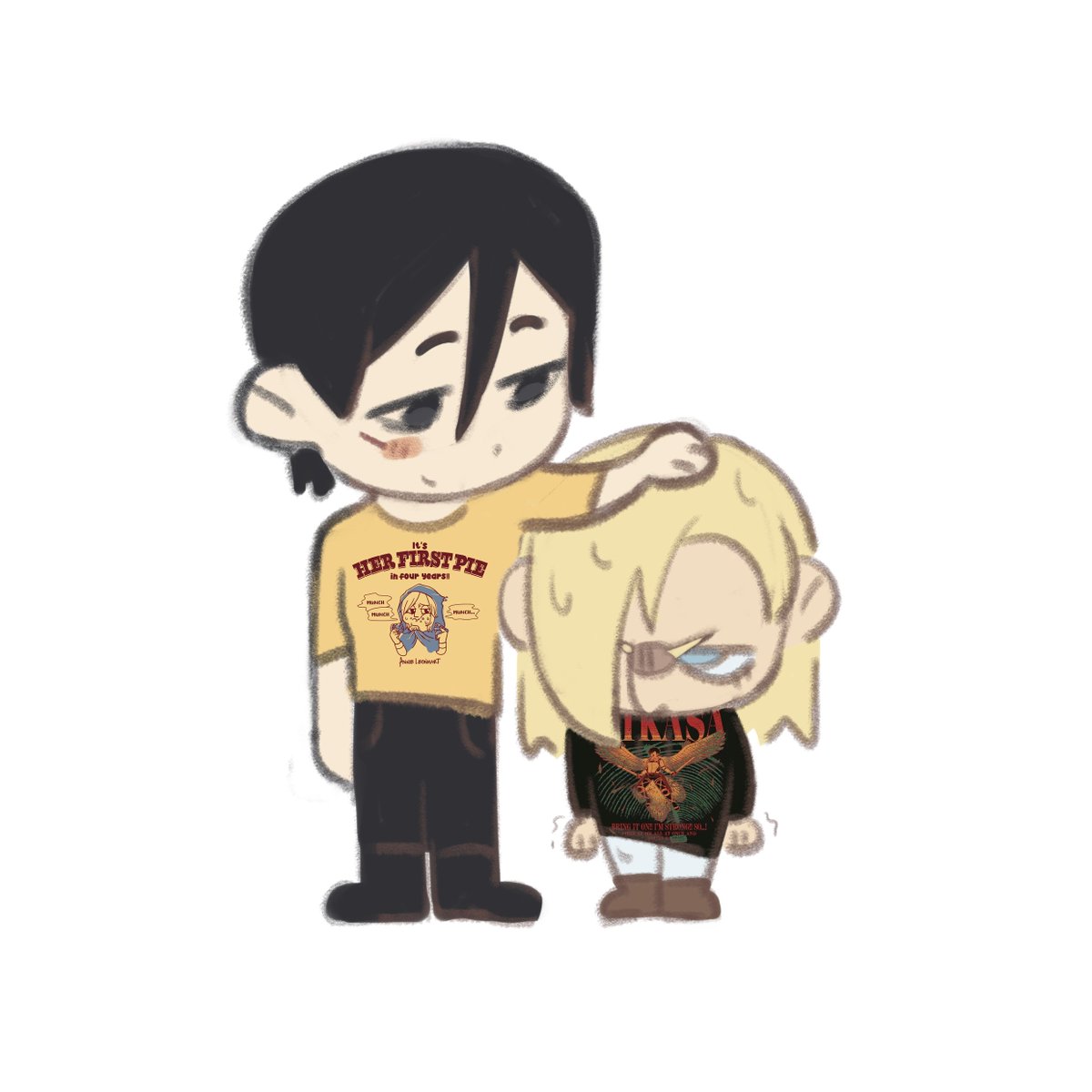 themiller_cry's tweet photo. silly mikannie matching t-shirts #mikannie #aot https://t.co/wQX1oxOnHq