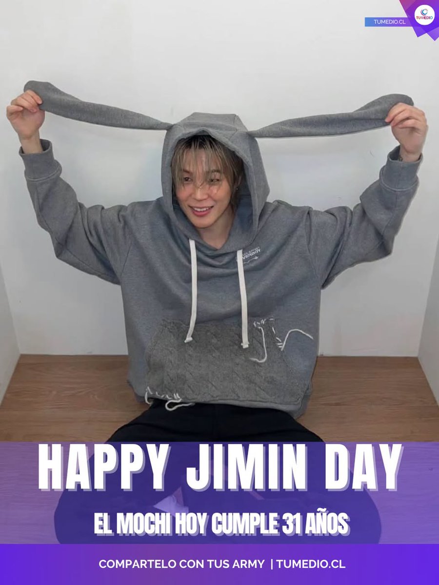 TuMedio's tweet photo. ¡HAPPY JIMIN DAY! 🇨🇱🇰🇷🐥🎂 Fandom chileno celebra los 31 años de #Jimin preparando fan actions para el #ARIRANG_TOUR. La comunidad pide festejar con todo pero RESPETANDO su espacio e intimidad en Santiago. 🥹💜 

#HappyJiminDay #BTS #BTSinChile #ARMYChile #JiminBTS #Kpop https://t.co/uAkLTgz4xL