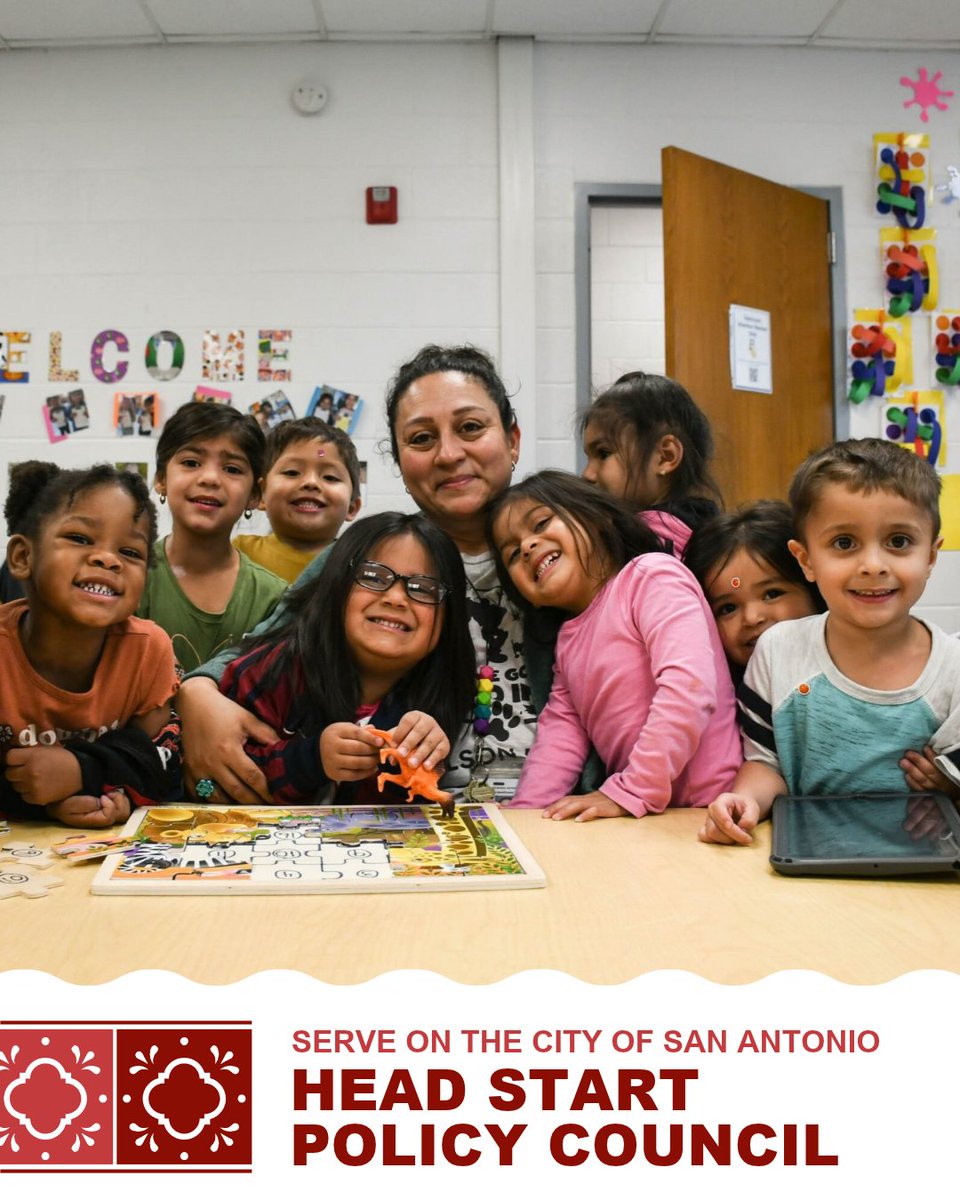 COSAGOV's tweet photo. The City of San Antonio is seeking applicants for its Head Start Policy Council. The deadline to apply is December 4, 2026. San Antonio residents who live or work in the geographical areas of San Antonio ISD or Edgewood ISD, who want to assist in preparing children and engaging families in school readiness and lifelong success, are encouraged to apply.  

Apply now: 🔗 https://t.co/61Rdohp71l