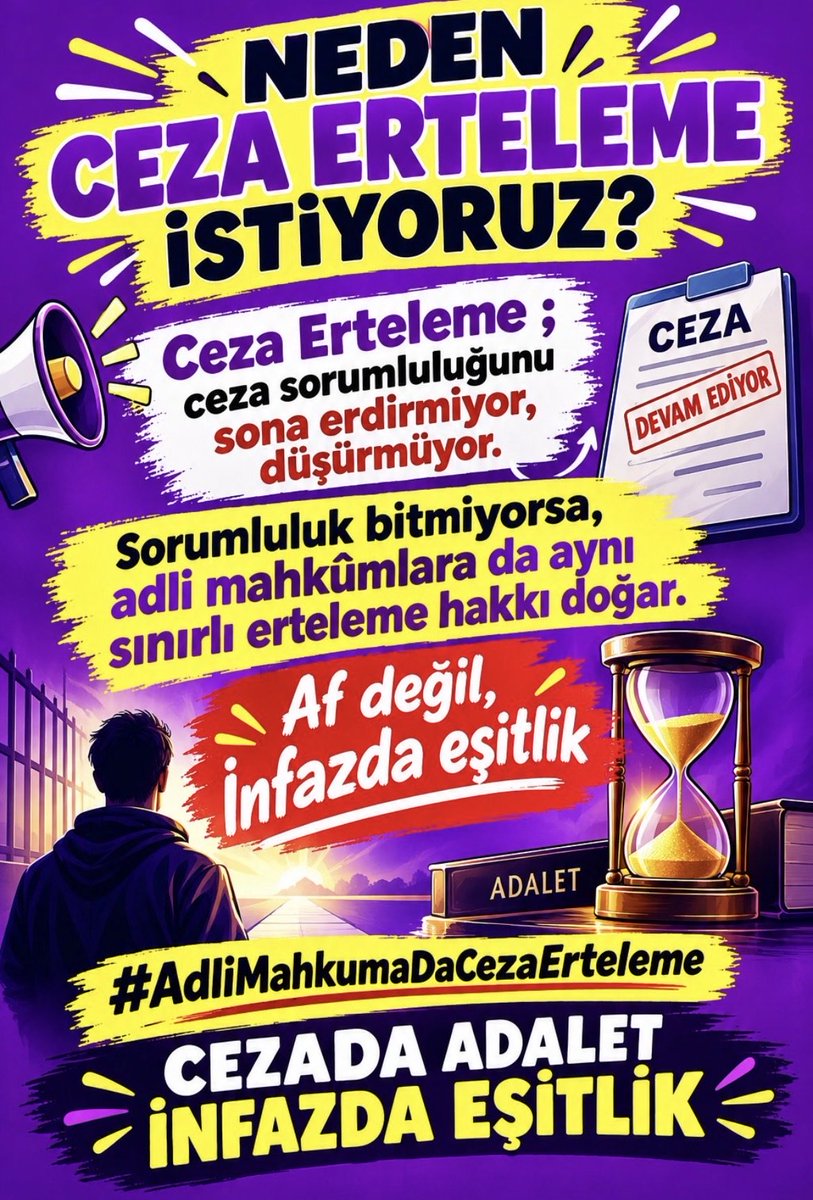 Melikea02's tweet photo. @EcEm2027 CEZADA ADALET İNFAZDA EŞİTLİK
#AdliMahkumaDaCezaErteleme https://t.co/Chlkruc6Hy
