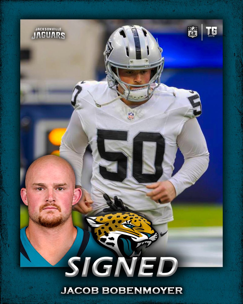ProSnapTracker's tweet photo. SIGNED:

The Jaguars have Signed Jacob Bobenmoyer (@JacobBobenmoyer)  to their Practice Squad. Bobenmoyer has played in 97 games over his NFL career, recording 22 tackles.

#JacobBobenmoyer #Jaguars #LongSnap #LongSnapper #LongSnapping #Football #Pro #NFL https://t.co/nvXsQsg0qn